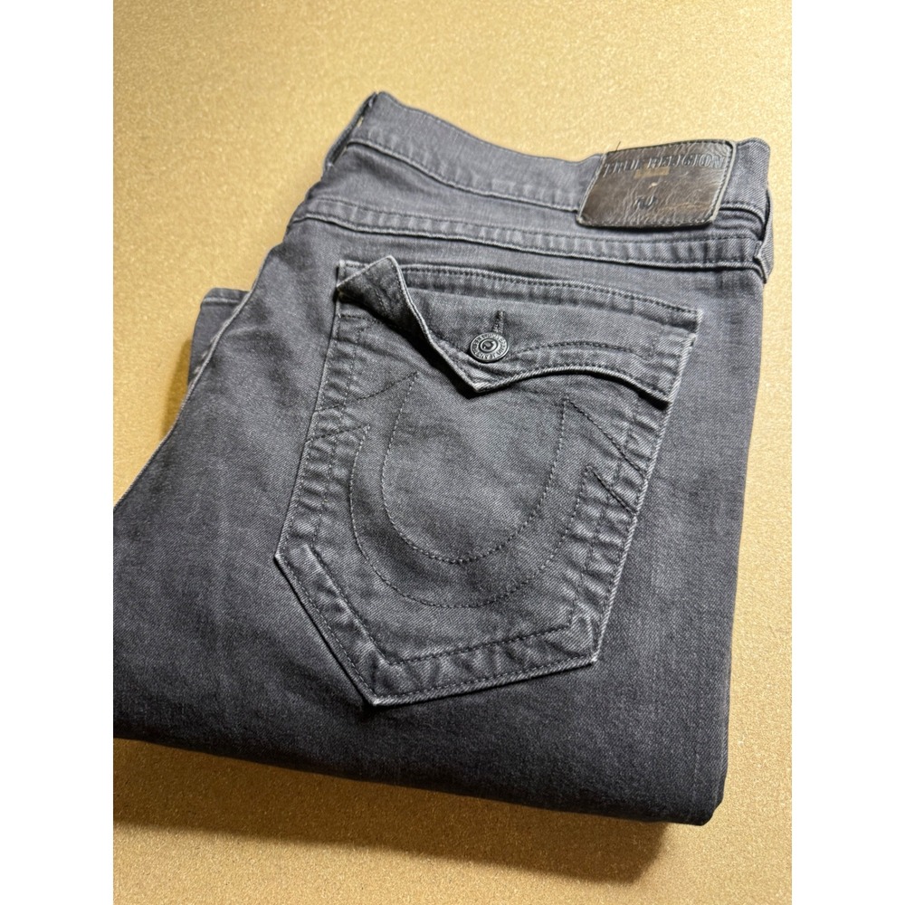 True Religion Ricky Relaxed Straight Leg Jeans Faded Black Mens 40x32